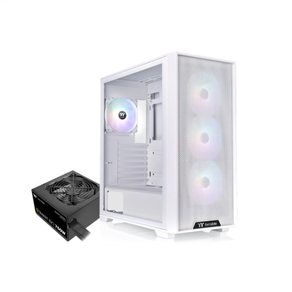 GABINETE THERMALTAKE H390 TG 4 FAN ARGB WHITE C/FUENTE 750W 80 PLUS BRONZE