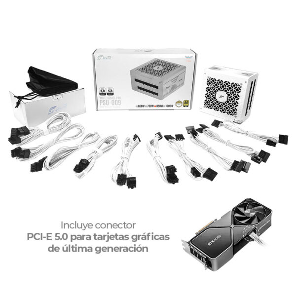 FUENTE JYR 1000W PSU-009 WHITE 80 PLUS GOLD MODULAR - Imagen 2
